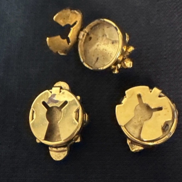 Vintage Retro Button Covers, Faux Pearl And Gold Tone, Set Of Three 1980-90's - Picture 5 of 5